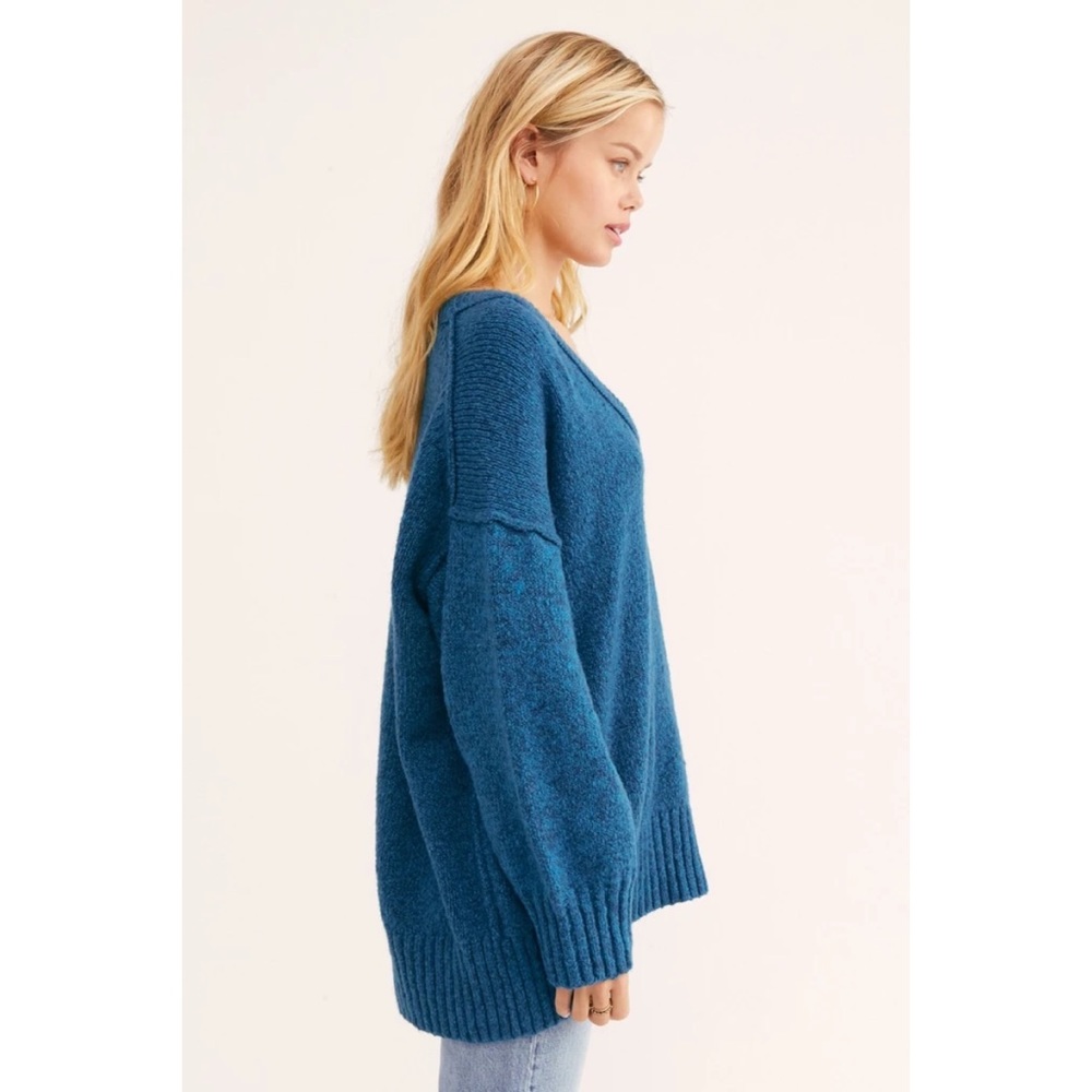 Free People Slouchy Oversized Dolman Tunic Sweater Halcyon Blue NWT XS - Picture 2 of 4
